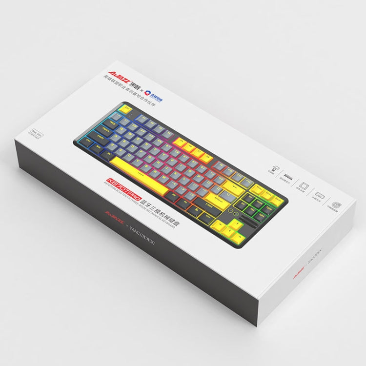 Ajazz K870T Pro 87 Keys Three Mode Wireless/Bluetooth/Wired Pluggable RGB Mechanical Keyboard Tea Shaft (White) - free shipping - PMC Jewellery - Order now!