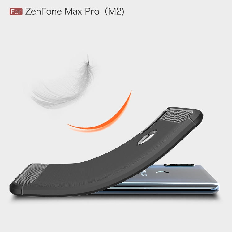 Brushed Texture Carbon Fiber Shockproof TPU Case for ASUS Zenfone Max Pro(M2) (Navy Blue) - ASUS Cases by PMC TechLife | Online Shopping South Africa | PMC TechLife | Buy Now Pay Later Mobicred