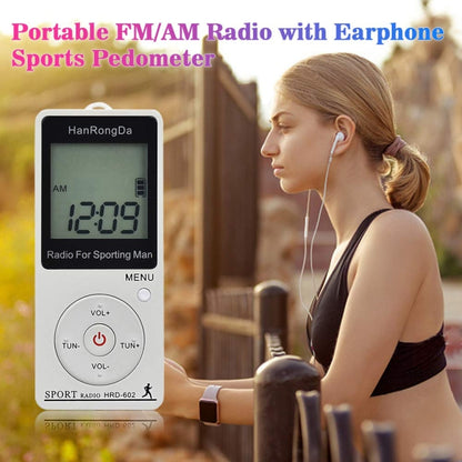 HRD-602 Digital Display FM AM Mini Sports Radio with Step Counting Function (Blue) - Radio Player by PMC Jewellery | Online Shopping South Africa | PMC Jewellery | Buy Now Pay Later Mobicred