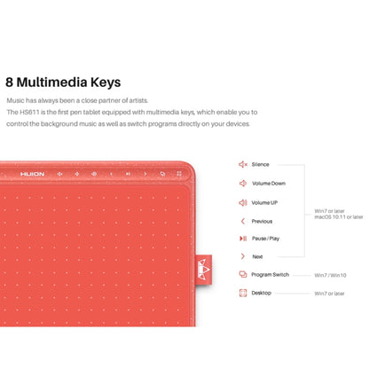 HUION HS611 5080 LPI Touch Strip Art Drawing Tablet for Fun, with Battery-free Pen & Pen Holder(Blue) -  by HUION | Online Shopping South Africa | PMC Jewellery | Buy Now Pay Later Mobicred