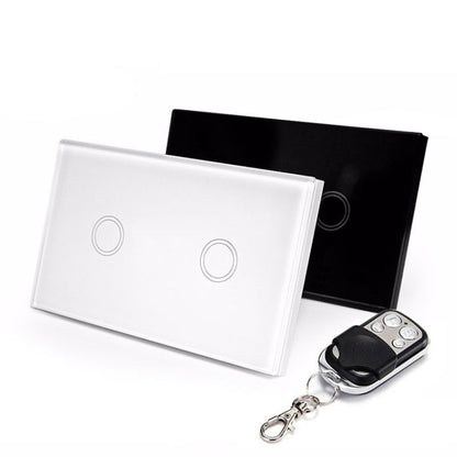 120mm 2 Gang Tempered Glass Panel Wall Switch Smart Home Light Touch Switch with RF433 Remote Controller, AC 110V-240V(White) - Smart Switch by PMC Jewellery | Online Shopping South Africa | PMC Jewellery | Buy Now Pay Later Mobicred