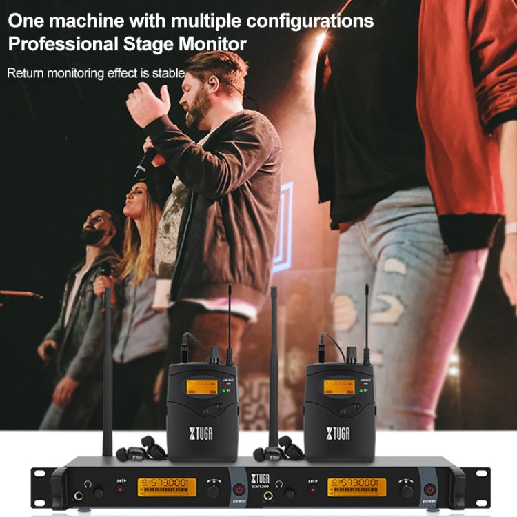 XTUGA IEM1200 Wireless Transmitter 2 Bodypack Stage Singer In-Ear Monitor System(EU Plug) - Microphone by XTUGA | Online Shopping South Africa | PMC Jewellery | Buy Now Pay Later Mobicred