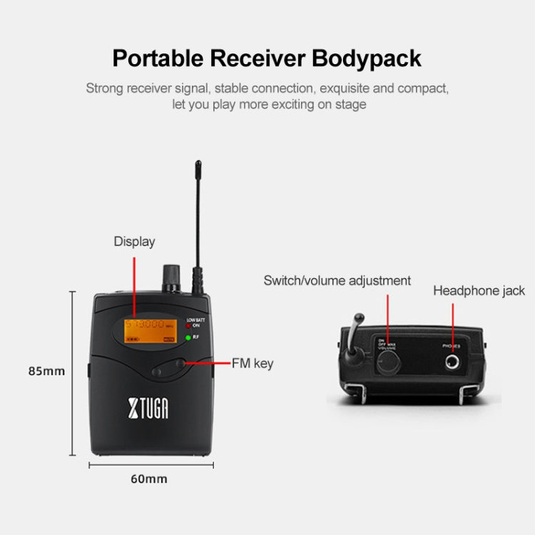 XTUGA IEM1200 Wireless Transmitter 4 Bodypack Stage Singer In-Ear Monitor System(EU Plug) - Microphone by XTUGA | Online Shopping South Africa | PMC Jewellery