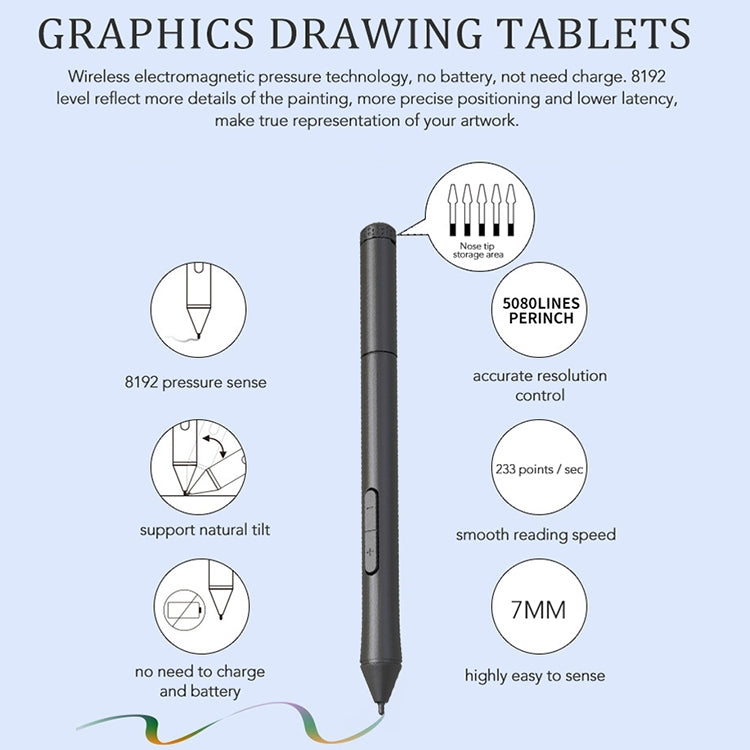 10Moons T503 Drawing Tablet Can Be Connected to mobile Phone Tablet with 8192 Passive Pen(White) -  by 10Moons | Online Shopping South Africa | PMC Jewellery | Buy Now Pay Later Mobicred