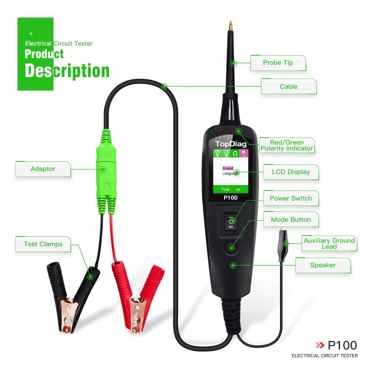 TopDiag P100 Car Circuit Intelligent Analyzer Diagnostic Instrument, Cable Length: 10m - Electronic Test by PMC TechLife | Online Shopping South Africa | PMC TechLife | Buy Now Pay Later Mobicred