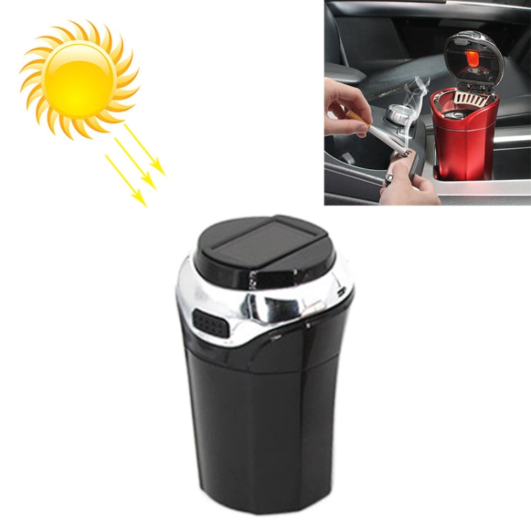 N12E Car Creative Ashtray Solar Power With Light And Cover With Cigarette Liighter (Black) - Ashtrays by PMC Jewellery | Online Shopping South Africa | PMC Jewellery | Buy Now Pay Later Mobicred