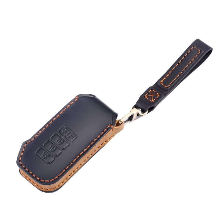 For Kia 5-button Hallmo Car Cowhide Leather Key Protective Cover Key Case(Blue) - Car Key Cases by Hallmo | Online Shopping South Africa | PMC TechLife | Buy Now Pay Later Mobicred