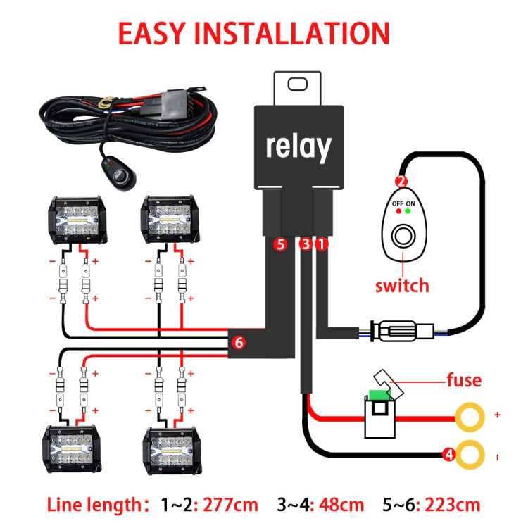 H0009 Off-road Vehicle 300W 4 in 1 Cab Switch Light Wiring Harness - Wires by PMC Jewellery | Online Shopping South Africa | PMC Jewellery | Buy Now Pay Later Mobicred