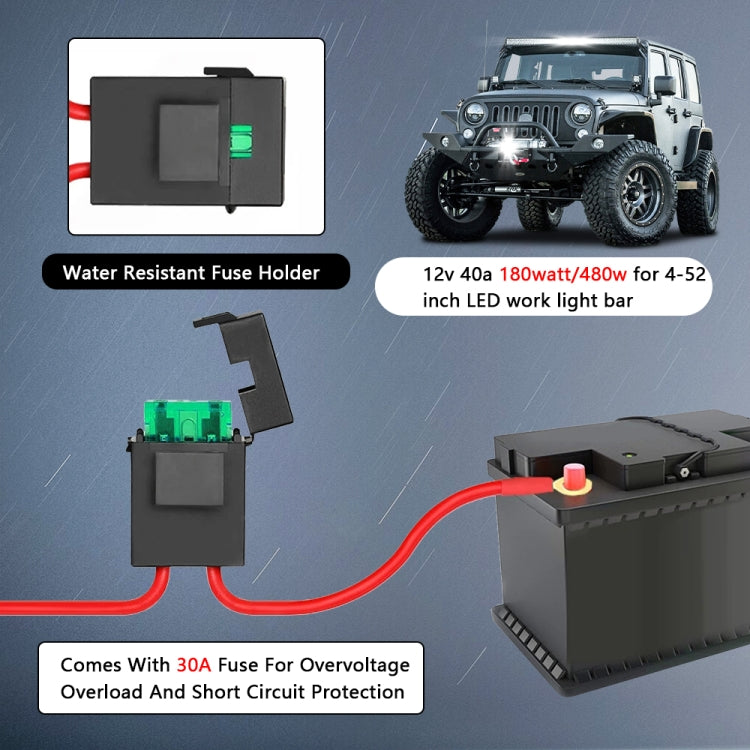 D0034 Off-road Vehicle 300W Round Waterproof Switch Light Wiring Harness - Wires by PMC Jewellery | Online Shopping South Africa | PMC Jewellery | Buy Now Pay Later Mobicred