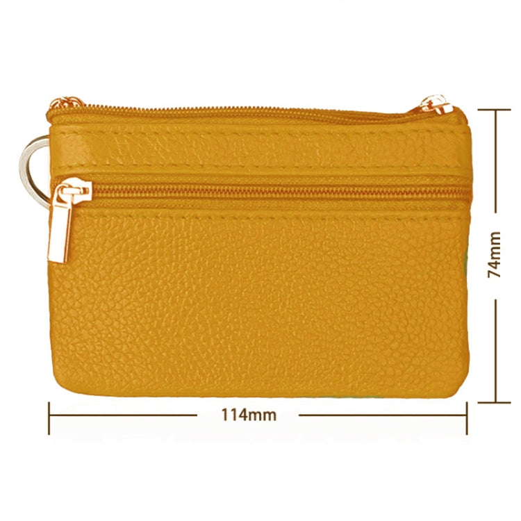 Cowhide Leather Zipper Solid Color Horizontal Card Holder Wallet RFID Blocking Coin Purse Card Bag Protect Case, Size: 11.4*7.4cm(Yellow) - Antimagnetic RFID Package by PMC Jewellery | Online Shopping South Africa | PMC Jewellery | Buy Now Pay Later Mobicred