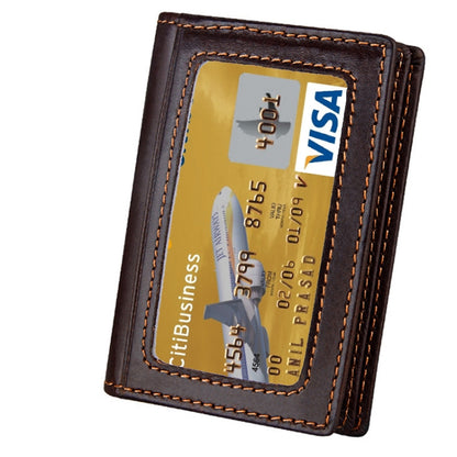 KB86 Genuine Cowhide Leather Solid Color Card Holder Wallet RFID Blocking Coin Purse Card Bag Protect Case with 5 Card Slots & Photo Frame & Business Card Position, Size: 10.6*7.6*1.8 cm(Coffee) - Antimagnetic RFID Package by PMC Jewellery | Online Shopping South Africa | PMC Jewellery | Buy Now Pay Later Mobicred