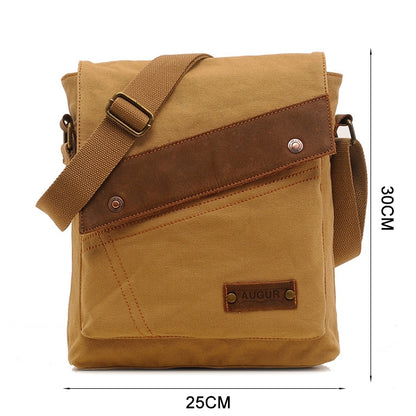 AUGUR 9088 Retro Vertical Style Canvas Shoulder Messenger Crossby Bag(Khaki) - Crossbody Bags by AUGUR | Online Shopping South Africa | PMC Jewellery