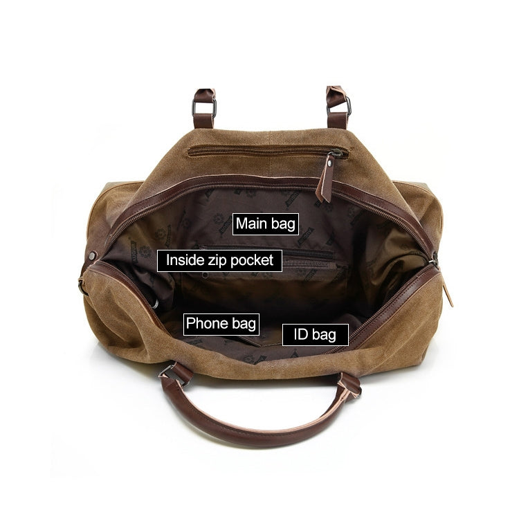 AUGUR 2012 Portable Casual Canvas Travel Handbag Baggage Shoulder Crossby Bag(Coffee) - Handbags by AUGUR | Online Shopping South Africa | PMC Jewellery | Buy Now Pay Later Mobicred