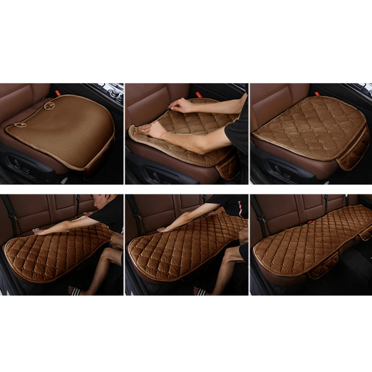 3 PCS / Set Luxurious Warm Car Seat Cover Cushion Universal Front Back Seat Covers Car Non-slip Chair Pad Warm Car Mats No Back Plush Cushion(Coffee) - Seat Accessories by PMC Jewellery | Online Shopping South Africa | PMC Jewellery | Buy Now Pay Later Mobicred