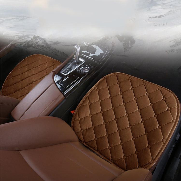 3 PCS / Set Luxurious Warm Car Seat Cover Cushion Universal Front Back Seat Covers Car Non-slip Chair Pad Warm Car Mats No Back Plush Cushion(Coffee) - Seat Accessories by PMC Jewellery | Online Shopping South Africa | PMC Jewellery | Buy Now Pay Later Mobicred