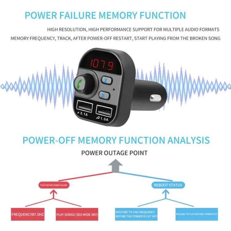 805E Dual USB Charging Bluetooth FM Transmitter MP3 Music Player Car Kit, Support Hands-Free Call  & Read TF Card / U Disk Music(Black) - Bluetooth Car Kits by PMC Jewellery | Online Shopping South Africa | PMC Jewellery | Buy Now Pay Later Mobicred