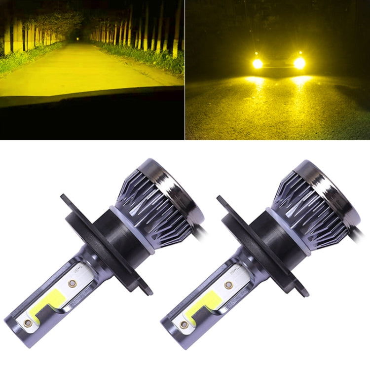 2 PCS H4 DC9-36V / 36W / 3000K / 6000LM IP68 Car / Motorcycle Mini COB LED Headlight Lamps / Fog Light(Gold Light) - LED Headlamps by PMC Jewellery | Online Shopping South Africa | PMC Jewellery