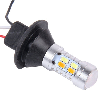 2 PCS 1156/BA15S/BAU15S 10W 1000LM 6000K White + Yellow Light DRL&Turn Light with 20 SMD-5730-LED Lamps，DC 12-24V - Arrow Turn Lights by PMC Jewellery | Online Shopping South Africa | PMC Jewellery | Buy Now Pay Later Mobicred