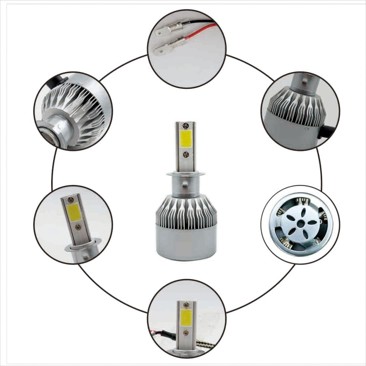 2pcs H3 18W 1800LM 6000K Waterproof IP68 Car Auto LED Headlight with 2 COB LED Lamps, DC 9-36V(White Light) - LED Headlamps by PMC Jewellery | Online Shopping South Africa | PMC Jewellery | Buy Now Pay Later Mobicred