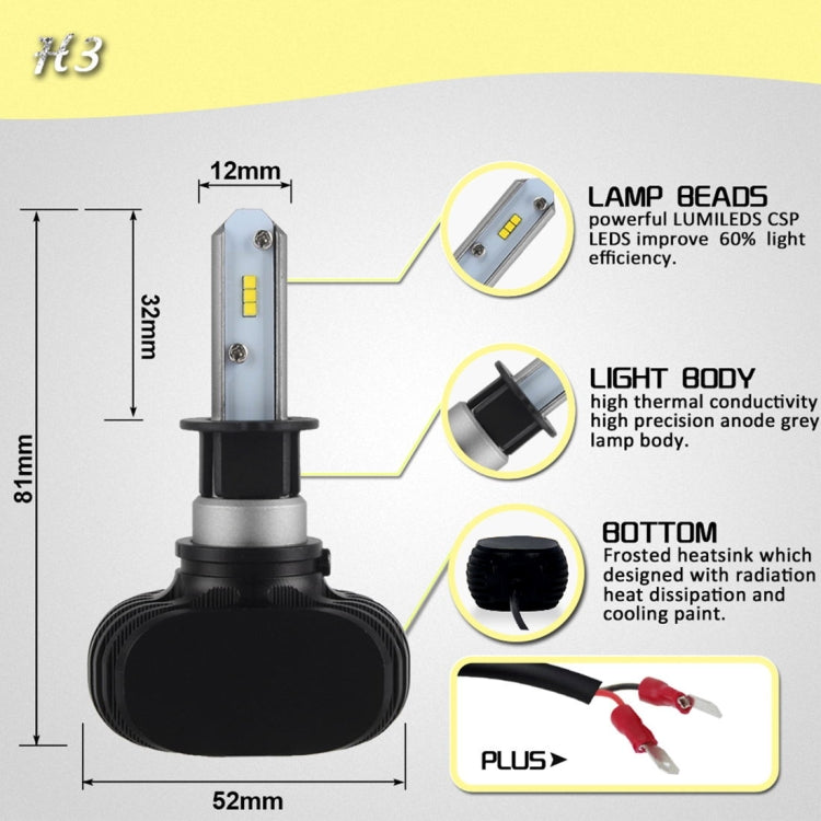 2 PCS H3 IP65 Waterproof White Light 6 CSP LED Car Headlight Bulb,  9-36V / 18W, 6000K / 2000LM - LED Headlamps by PMC Jewellery | Online Shopping South Africa | PMC Jewellery | Buy Now Pay Later Mobicred