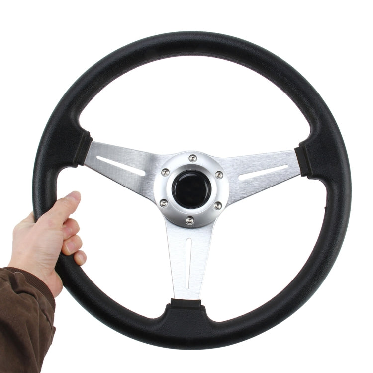 35cm PU Racing Sport Hand Wheel Car Modified Steering Wheel(Silver) - Steering Wheel Accessories by PMC TechLife | Online Shopping South Africa | PMC TechLife | Buy Now Pay Later Mobicred