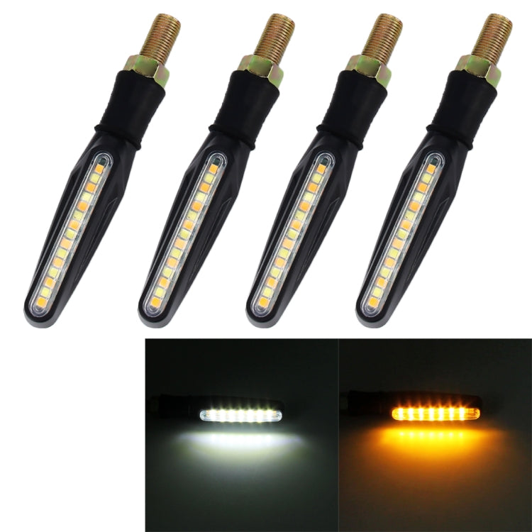 4 PCS DC 12V Motorcycle 15-LED Yellow + White Light Marquee-LED Turn Signal Indicator Blinker Light - Turn Signal by PMC TechLife | Online Shopping South Africa | PMC TechLife