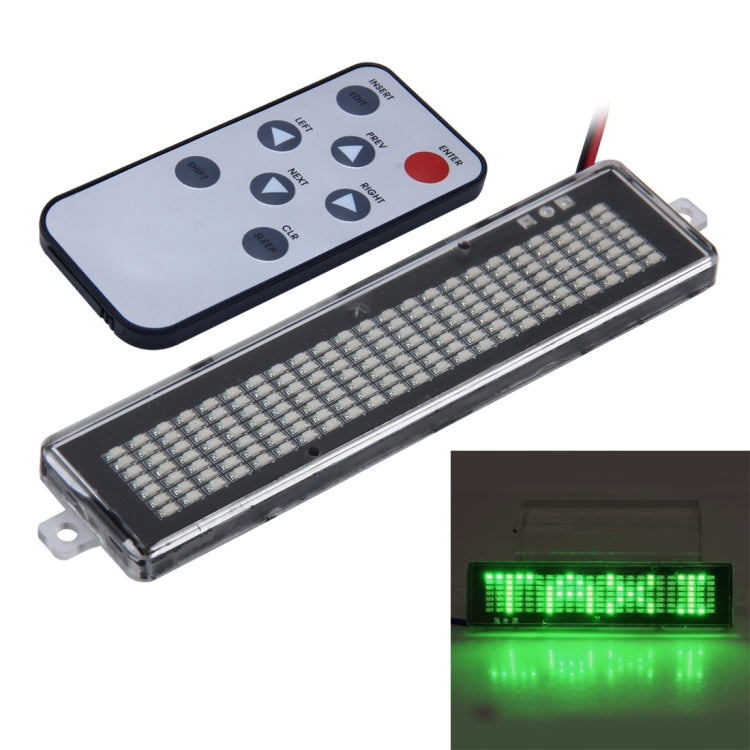 DC 12V Car LED Programmable Showcase Message Sign Scrolling Display Lighting Board with Remote Control (Green Light) - Car Monitor by PMC Jewellery | Online Shopping South Africa | PMC Jewellery | Buy Now Pay Later Mobicred