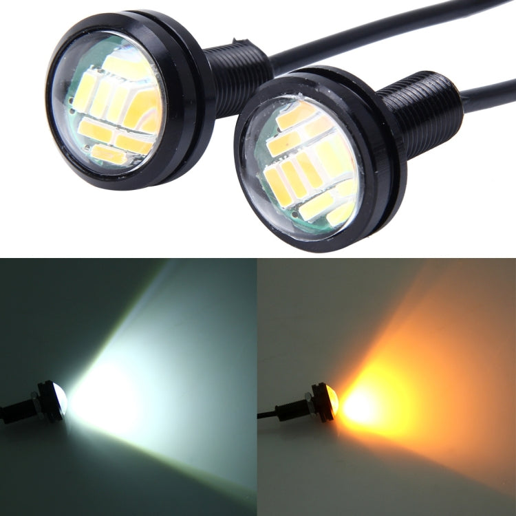 2 PCS 2W (White + Yellow Light) Car Auto Eagle Eyes Fog Light Turn Light with 12 SMD-4014 LED Lamps, DC 12V Cable Length: 55cm - Eagle Eye Lamps by PMC Jewellery | Online Shopping South Africa | PMC Jewellery | Buy Now Pay Later Mobicred