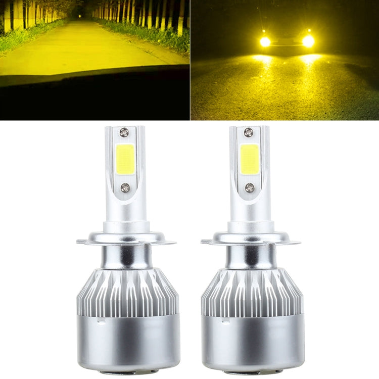 2 PCS H7 18W 1800 LM 3000K IP68 Casnbus Constant Current Car LED Headlight with 2 COB Lamps, DC 9-36V(Gold Light) - LED Headlamps by PMC Jewellery | Online Shopping South Africa | PMC Jewellery | Buy Now Pay Later Mobicred