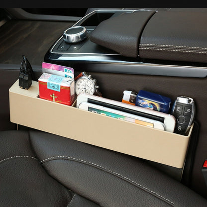 Universal Car Multi-functional Charger Console Side Pocket Seat Gap Side Storage Box, with 2 USB Ports(Beige) - Stowing Tidying by PMC Jewellery | Online Shopping South Africa | PMC Jewellery | Buy Now Pay Later Mobicred