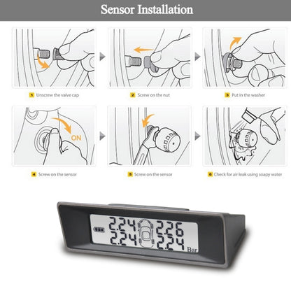 TPMS Car Auto Universal Tire Pressure Temperature Monitoring System USB Solar Power Monitor Wireless LCD Display 4 External Sensor Tire Pressure - Tire Pressure Gauges by PMC Jewellery | Online Shopping South Africa | PMC Jewellery