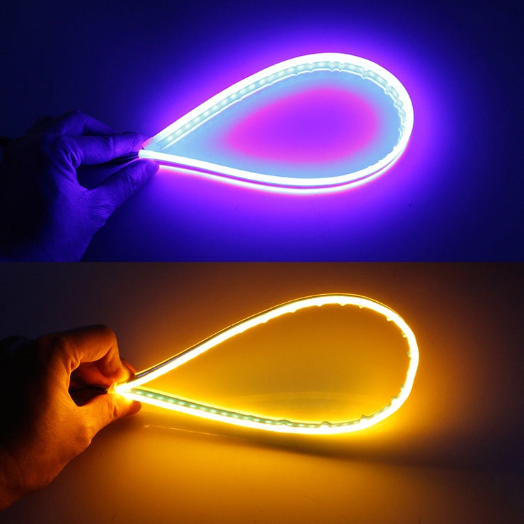 2 PCS 30cm DC12V 4.2W Ultra-thin Car Auto Double Colors Turn Lights / Running Lights, with LED SMD-2835 Lamp Beads (Turn Lights: Yellow Light; Running Lights: Blue Light) - Running Lights by PMC Jewellery | Online Shopping South Africa | PMC Jewellery | Buy Now Pay Later Mobicred