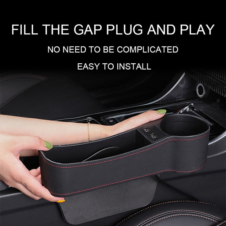 Car Multi-functional Driver Seat Console PU Leather Box Cigarette Lighter Charging Pocket Cup Holder Seat Gap Side Storage Box(Coffee) - Stowing Tidying by PMC Jewellery | Online Shopping South Africa | PMC Jewellery | Buy Now Pay Later Mobicred