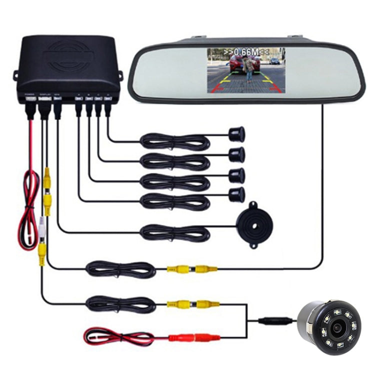 PZ604 170 Degree Car 4.3 inch Rearview Mirror Monitor with Round Camera - Rear View Cameras by PMC Jewellery | Online Shopping South Africa | PMC Jewellery | Buy Now Pay Later Mobicred