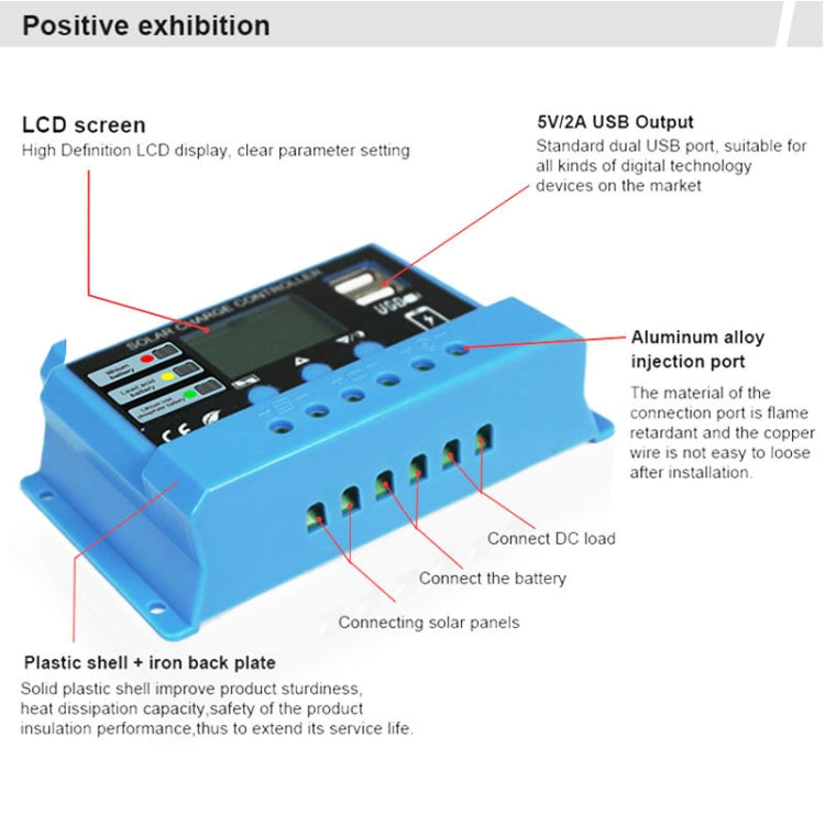 10A Solar Charge Controller 12V / 24V Lithium Lead-Acid Battery Charge Discharge PV Controller, with Indicator Light - Voltage Stabilizer by PMC Jewellery | Online Shopping South Africa | PMC Jewellery | Buy Now Pay Later Mobicred