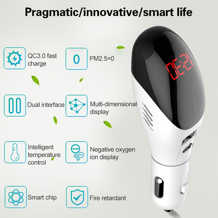 Multifunctional Formaldehyde Removal Air Purifier QC3.0 Car Phone Charger Display Screen (White) -  by PMC TechLife | Online Shopping South Africa | PMC TechLife | Buy Now Pay Later Mobicred