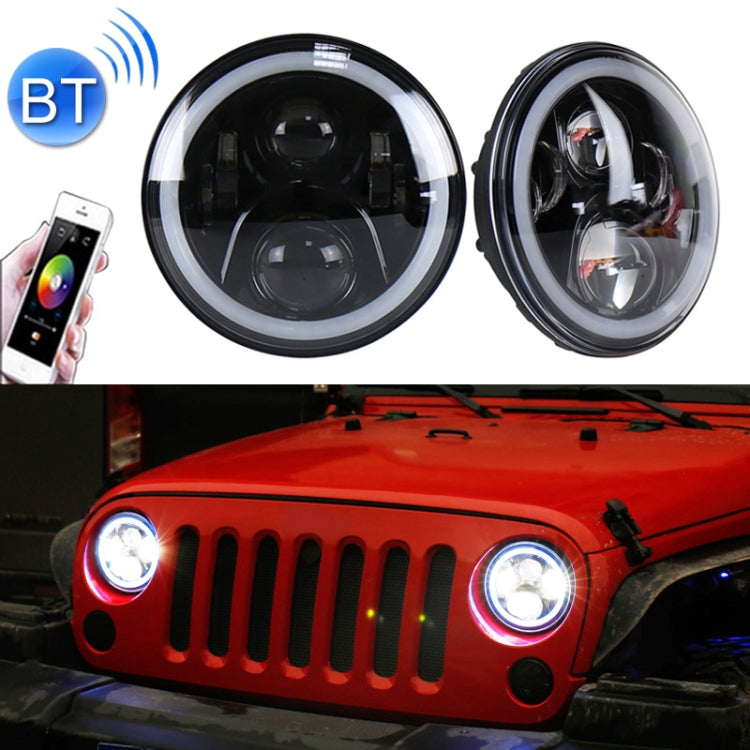 2 PCS 7 inch DC12V 6000K-6500K 50W Car LED Headlight Cree Lamp Beads for Jeep Wrangler / Harley, Support APP + Bluetooth Control(Black) - Work Lights by PMC Jewellery | Online Shopping South Africa | PMC Jewellery | Buy Now Pay Later Mobicred