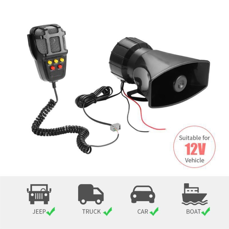 HW-1006B 12V 100W 125dB 5-tone Car Electric Alarm Air Horn Siren Speaker 5 Sound Tone Super Loud with Mic - Security Alarm System by PMC Jewellery | Online Shopping South Africa | PMC Jewellery | Buy Now Pay Later Mobicred