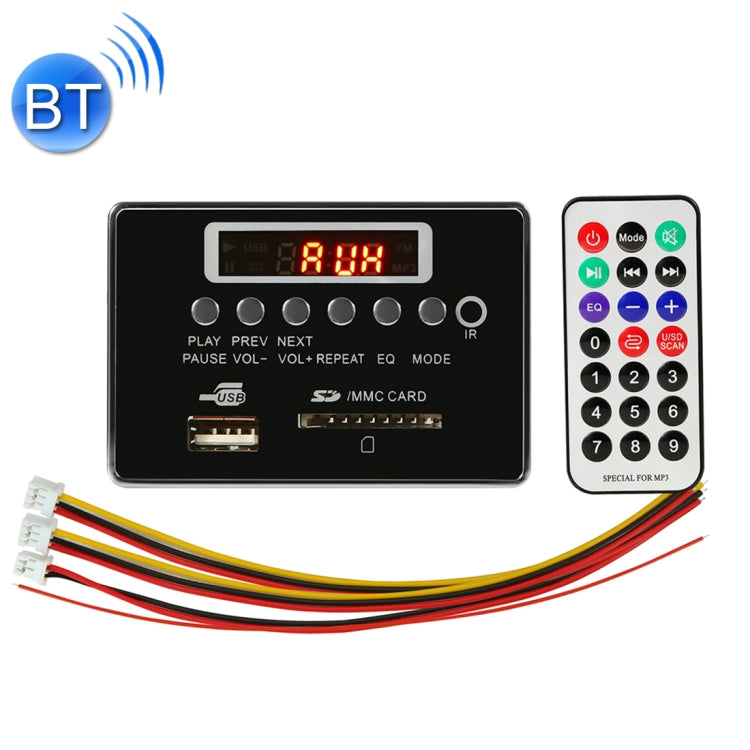 Car 12V Audio MP3 Player Decoder Board FM Radio SD Card USB AUX, with Bluetooth / Remote Control(Black) - Car MP3 & MP4 & MP5 by PMC TechLife | Online Shopping South Africa | PMC TechLife | Buy Now Pay Later Mobicred