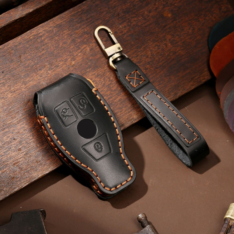 Hallmo Car Cowhide Leather Key Protective Cover Key Case for Old Mercedes-Benz E300L(Black) - free shipping - PMC TechLife - Order now!
