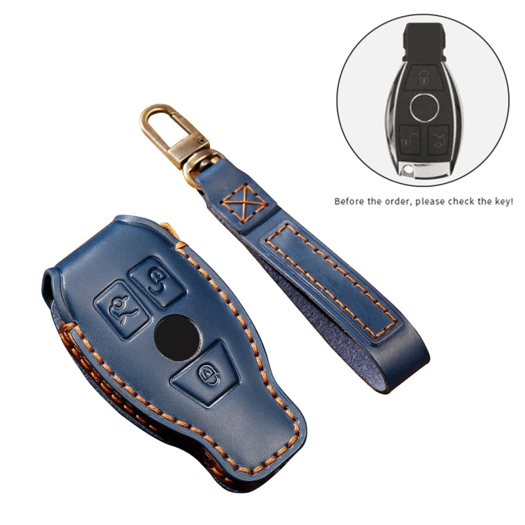 Hallmo Car Cowhide Leather Key Protective Cover Key Case for Old Mercedes-Benz E300L(Black) - free shipping - PMC TechLife - Order now!