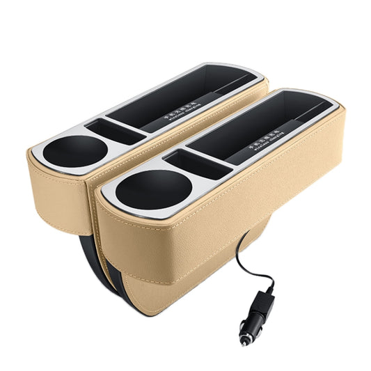 Car Multi-functional Wireless Fast Charge Console PU Leather Box Cup Holder Seat Gap Side Storage Box (Beige) - Stowing Tidying by PMC Jewellery | Online Shopping South Africa | PMC Jewellery | Buy Now Pay Later Mobicred