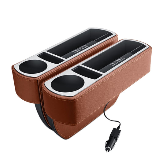 Car Multi-functional Wireless Fast Charge Console PU Leather Box Cup Holder Seat Gap Side Storage Box (Brown) - Stowing Tidying by PMC Jewellery | Online Shopping South Africa | PMC Jewellery | Buy Now Pay Later Mobicred