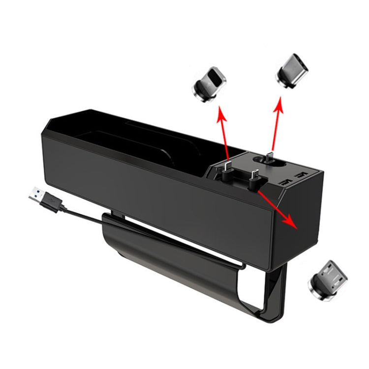 Micro USB + USB-C / Type-C + 8PIN Interface Car Multi-functional Cup Holder Seat Gap Side Storage Box - Stowing Tidying by PMC TechLife | Online Shopping South Africa | PMC TechLife | Buy Now Pay Later Mobicred