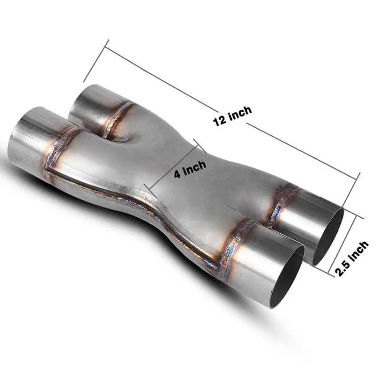 Dual 2.5 inch Car Universal 304 Stainless Steel X-type Exhaust Pipe - Exhaust Pipes by PMC Jewellery | Online Shopping South Africa | PMC Jewellery