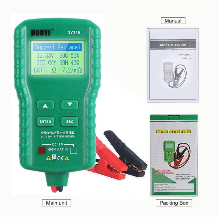 DUOYI DY219 Digital Battery Analyzer Car Fault Diagnostic Device Current and Voltage Detector - Electronic Test by DUOYI | Online Shopping South Africa | PMC Jewellery | Buy Now Pay Later Mobicred