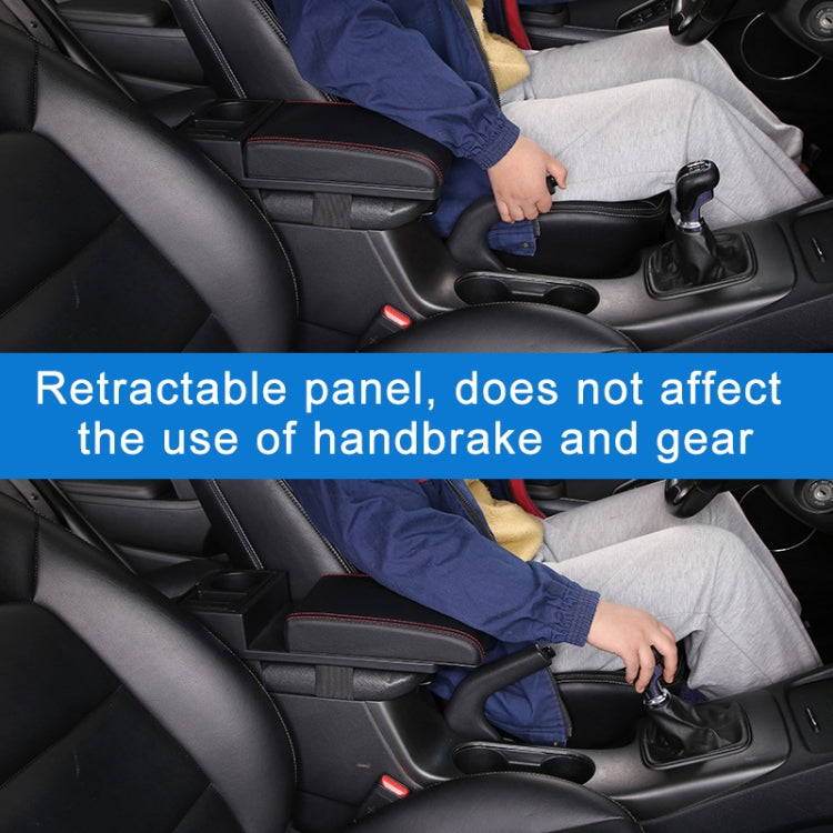 Car Multi-functional Dual USB Armrest Box Booster Pad, Microfiber Leather Curved Type (Black Red) - Seat Accessories by PMC TechLife | Online Shopping South Africa | PMC TechLife | Buy Now Pay Later Mobicred