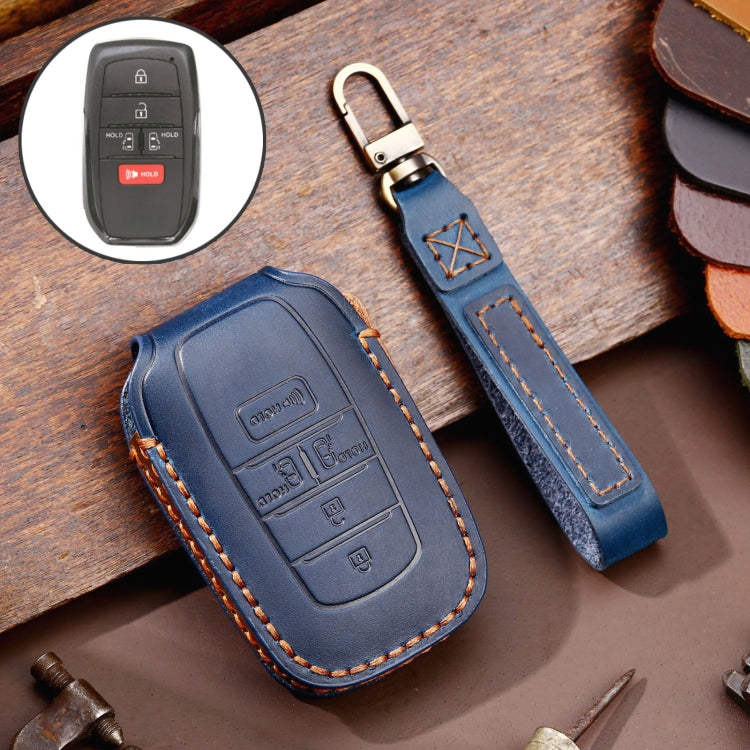 Hallmo Car Genuine Leather Key Protective Cover for Toyota Sienna 5-button(Blue) - Car Key Cases by Hallmo | Online Shopping South Africa | PMC Jewellery | Buy Now Pay Later Mobicred