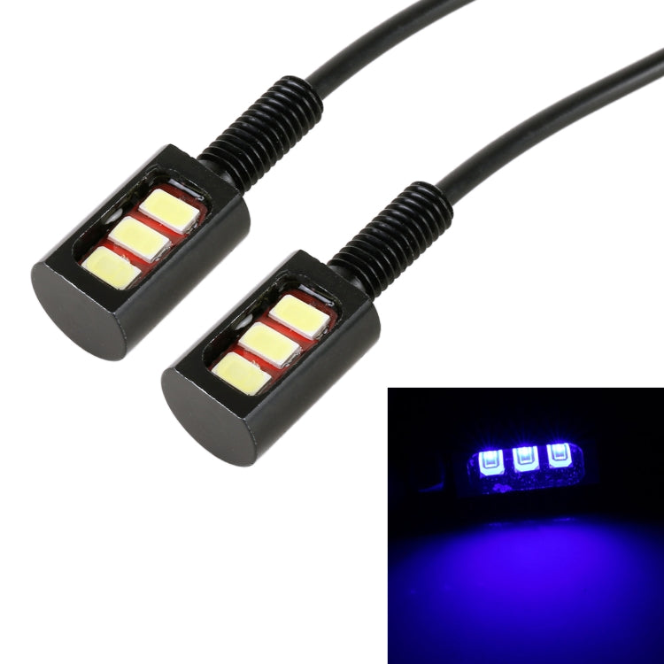 1 Pair DC12V 0.4W 3LEDs SMD-5630 Car / Motorcycle License Plate Light, Cable Length: 27cm (Blue Light) - License Plate Lights by PMC Jewellery | Online Shopping South Africa | PMC Jewellery | Buy Now Pay Later Mobicred