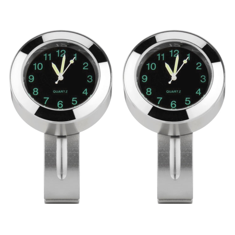 2 PCS Motorcycle 22-25mm Handlebar Clock Quartz Watch with Lock (Silver) - Others by PMC Jewellery | Online Shopping South Africa | PMC Jewellery | Buy Now Pay Later Mobicred